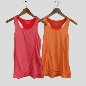 LAYER 8 Performance Racerback Tank Tops Lot S M Pink Orange Quick Dry Activewear